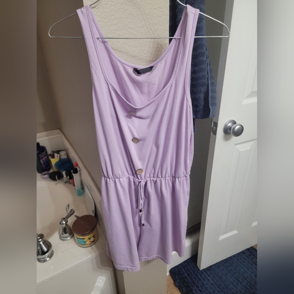 Lavender Sleeveless Button-Front Romper